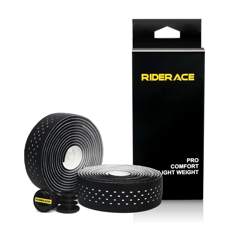 1Pair Bicycle Handlebar Tape Perforated Breathable Pu Eva Material Road Bike Handlebar Straps Fixed Gear Belt With 2Bar Plugs