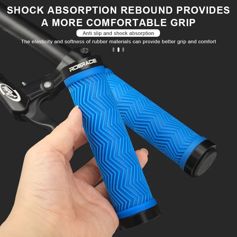 MTB Bike Handlebar Grips TPR Rubber Non-slip Comfortable Aluminum Alloy Lock On Bicycle Handlebar Cover Cycling Accessories