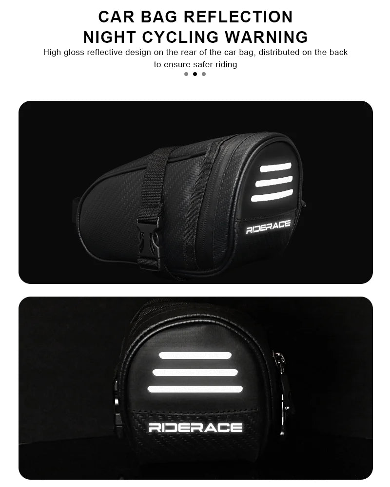 New Bike Saddle Bag Waterproof Reflective Striped MTB Road Bicycle Tail Bag Small Storage Cycling Seat Tail Rear Tool Pouch Bag