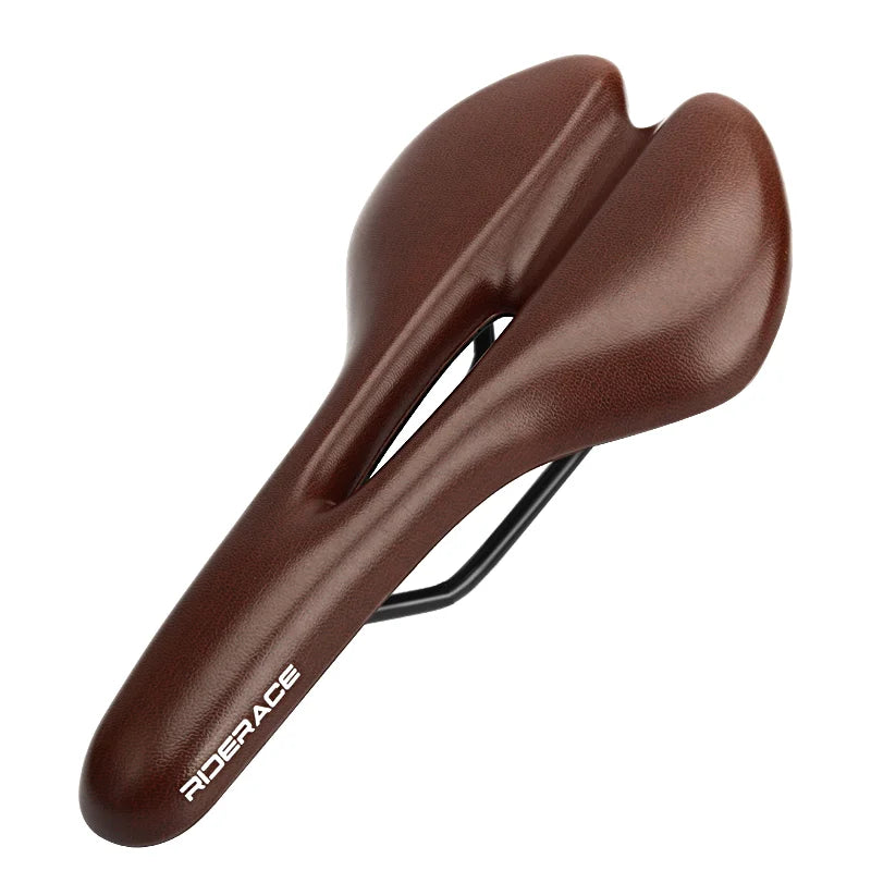 Bicycle Saddle Hollow Design Breathable Comfortable Seat MTB Road Bike One-Piece Cushion Shock Absorbing PU Leather Racing Seat