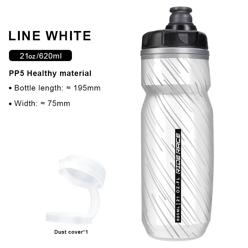 620ML Bike Water Bottle PP Dual Layer Insulated Thermal Cup Bicycle Bottle Portable Squeeze Drinking Outdoor Riding Sport Kettle