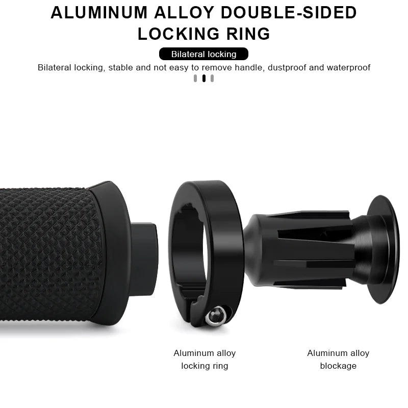 1Pair Bike Grip With End Cap Fixed Gear Lock-on Ring Mountain Bicycle Handlebar Grips Rubber Anti Slip Shock Absorbing MTB Cuffs
