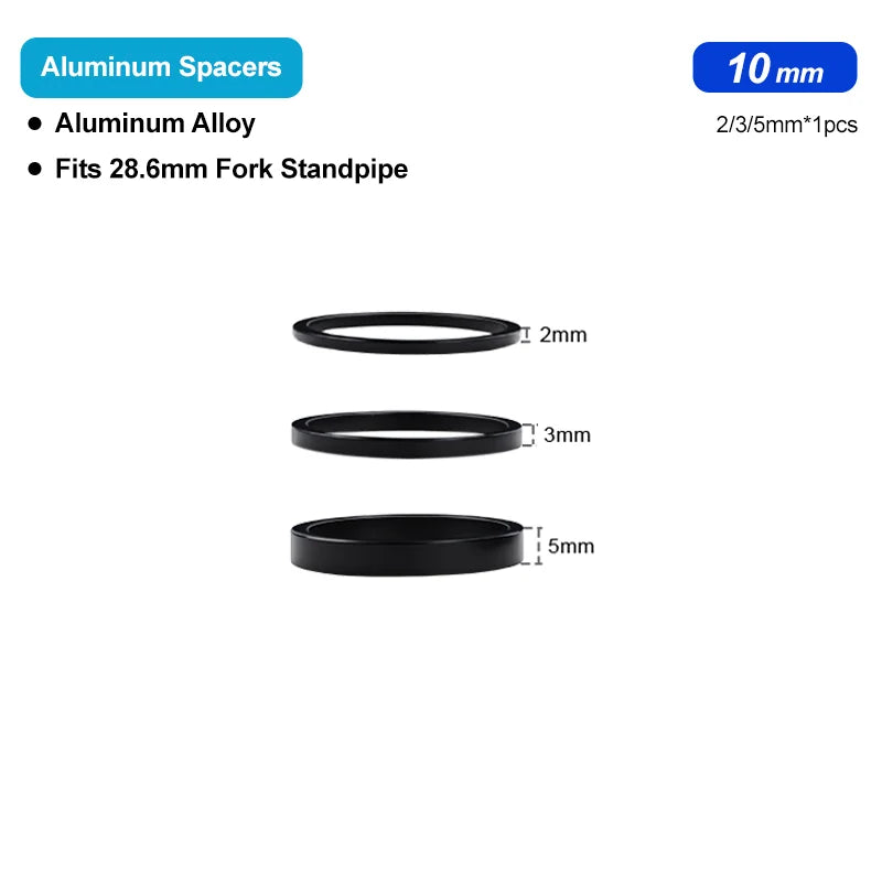 Bicycle Headset Spacer Aluminum Alloy For 28.6mm Bike Stem Washer Steerer Tube Fork Stem Height Adjust Ring For 2/3/5/10/20mm