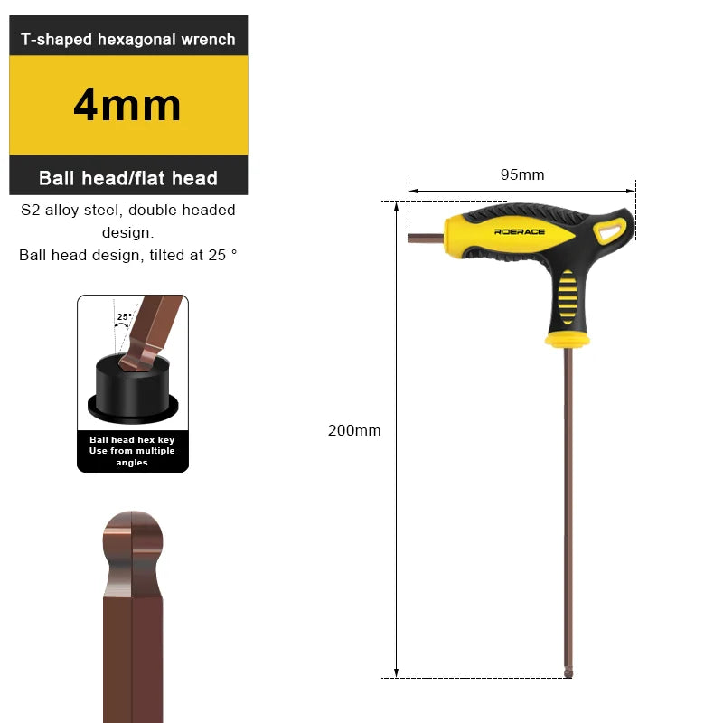 T25 2.5/3/4/5/6/8/10mm Bike Hex Key Allen Wrench T-Shaped Extended Plastic Handle With Double Ends Multifunctional Hand Tool
