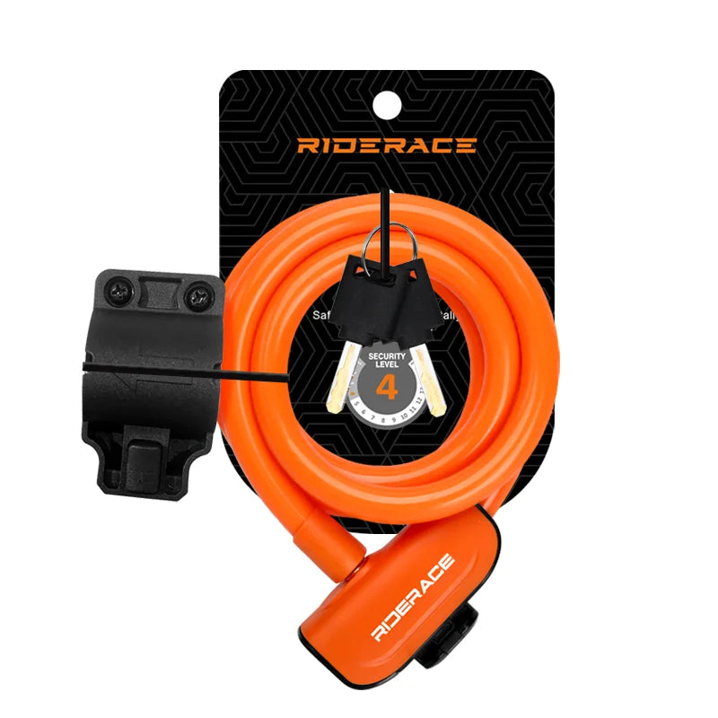 Portable Bicycle Lock Coiled Secure Keys Safety Anti-Theft Weathproof Scooter MTB Road Bike Lock With Bracket Steel Cable Lock
