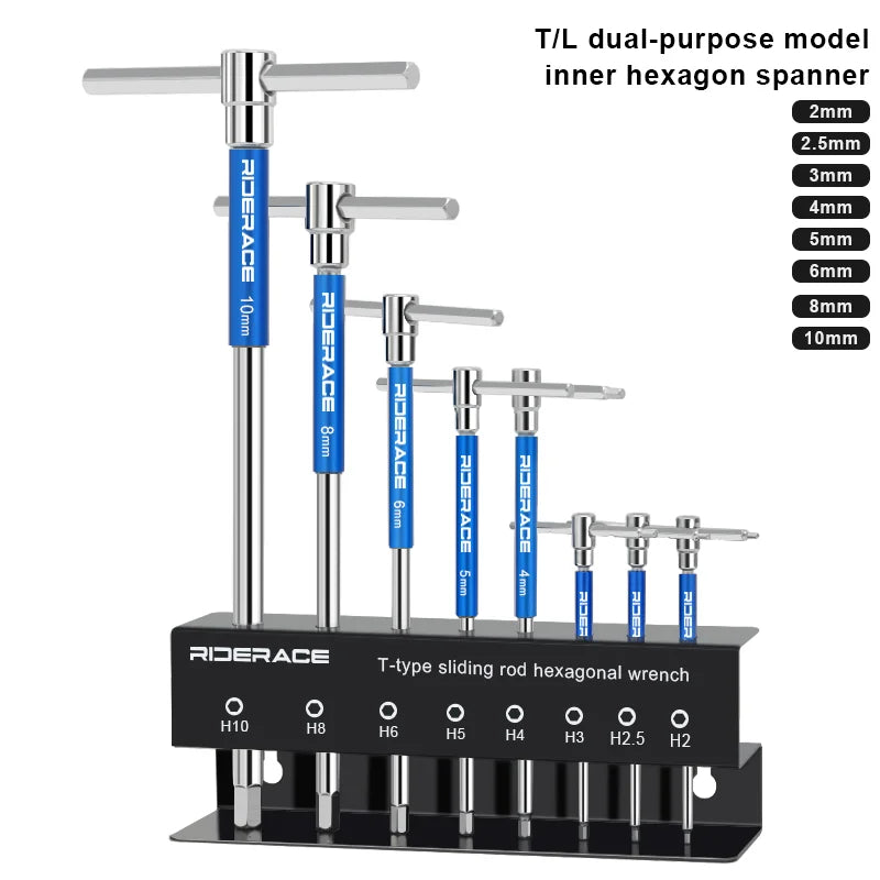 Professional Bicycle Allen Hex Key Wrench Lengthened T-shaped Wrench Hand Sturdy Durable Bike Repair Tool 2/2.5/3/4/5/6/8/10mm
