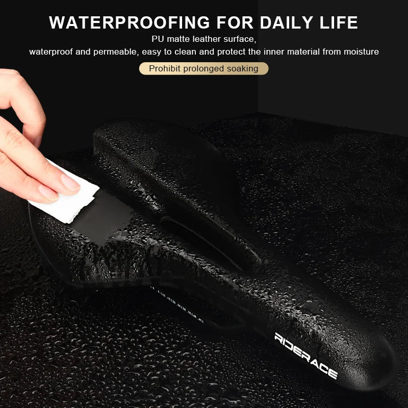 Bicycle Saddle Hollow Design Breathable Comfortable Seat MTB Road Bike One-Piece Cushion Shock Absorbing PU Leather Racing Seat