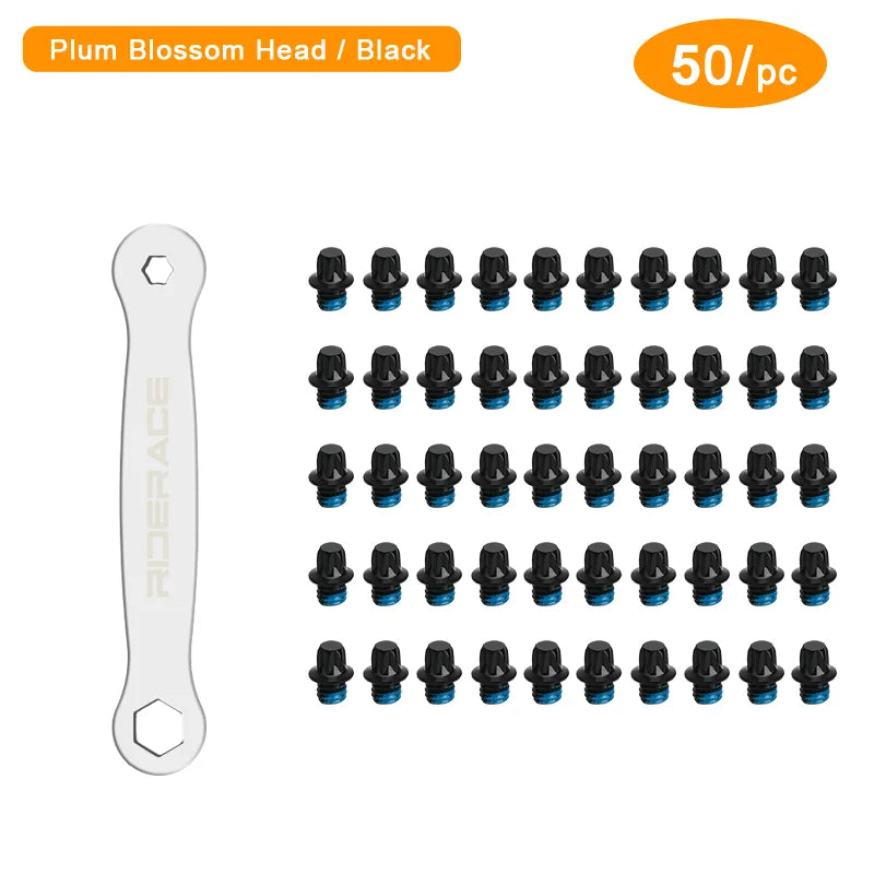 30/50Pcs Bicycle Pedal Anti-Skid Bolt With Offset Spanner Set M4 Steel Stud Pin Nail MTB Road Bike Hexagona Pedal Pin Screws Set