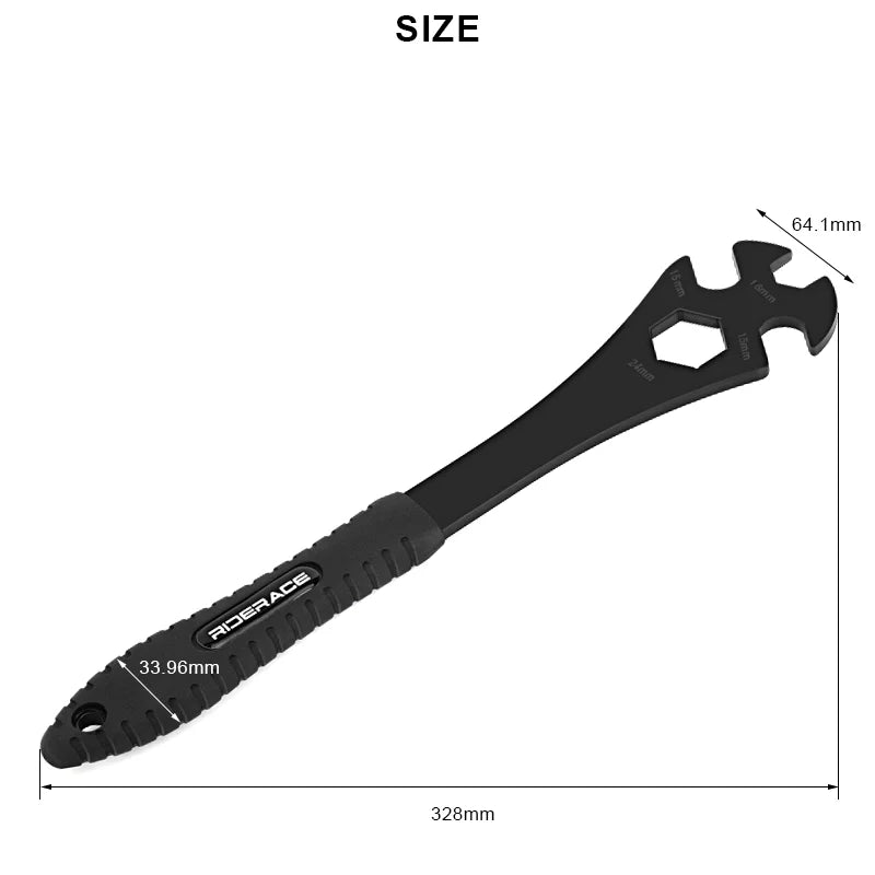 Bicycle Pedal Wrench Extra Long Handle Stainless Steel Sturdy Durable Bike Pedals Install Remover Removal Replace Repair Tool