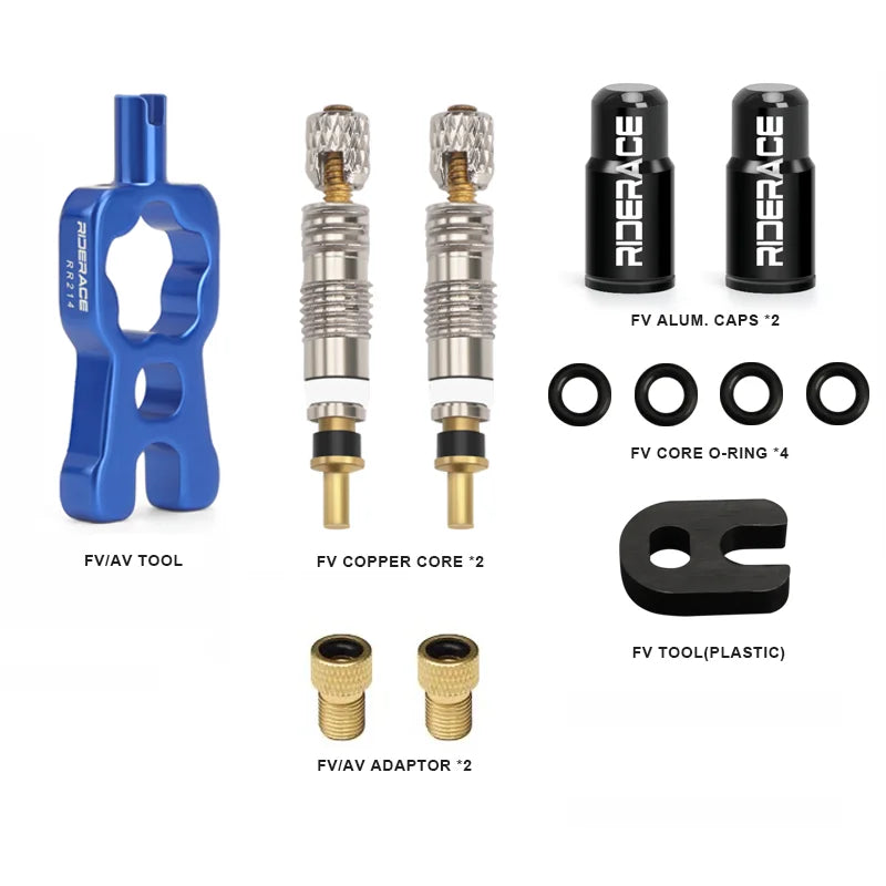 Bicycle Presta Tubeless Valve Core Kit Removable Aluminum Alloy Presta Valve Stem Caps Bike Tubeless Tire Valve Repair Tools