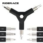 6 In 1 Bike Hex Allen Wrench Y Shape 3 Way Interchangeable Bits Carbon Steel Bicycle Hand Repair Tool Kit T25 PH2 Screwdriver