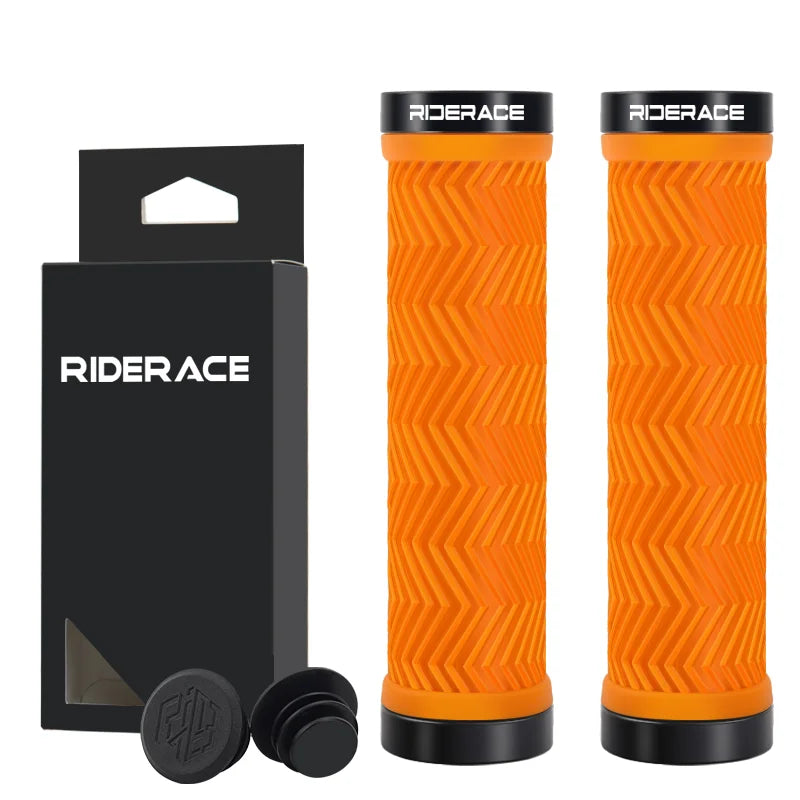 MTB Bike Handlebar Grips TPR Rubber Non-slip Comfortable Aluminum Alloy Lock On Bicycle Handlebar Cover Cycling Accessories