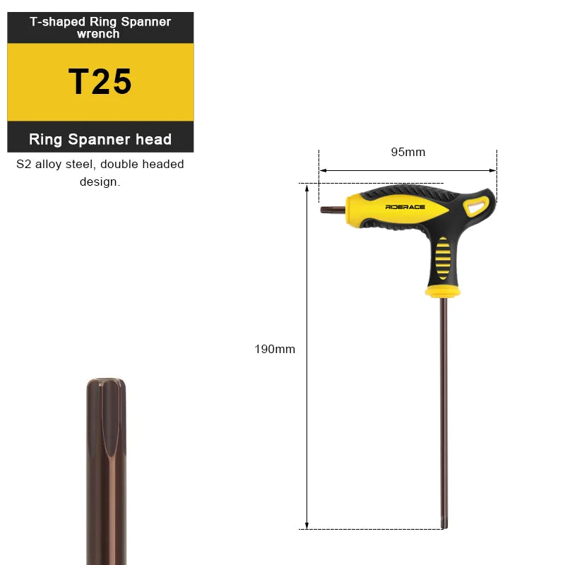 T25 2.5/3/4/5/6/8/10mm Bike Hex Key Allen Wrench T-Shaped Extended Plastic Handle With Double Ends Multifunctional Hand Tool
