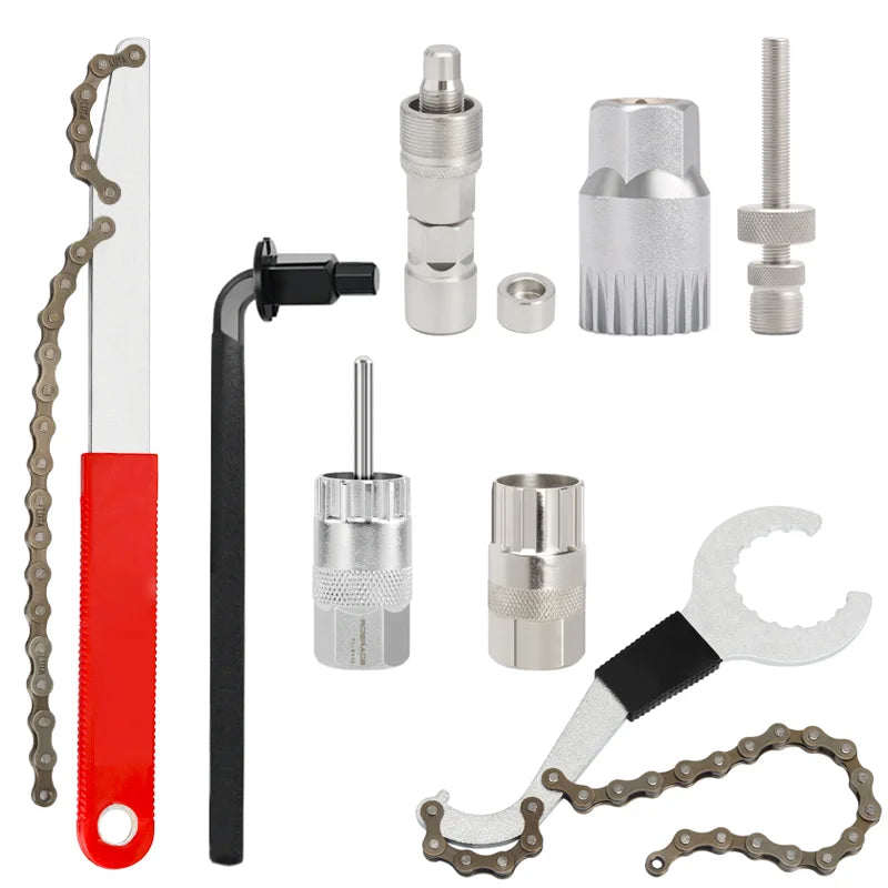 Bicycle Repair Tool Kits Flywheel Removal MTB Chain Breaker Cutter Crank Puller Cassette Bracket Extractor Bike Repair Tool Sets