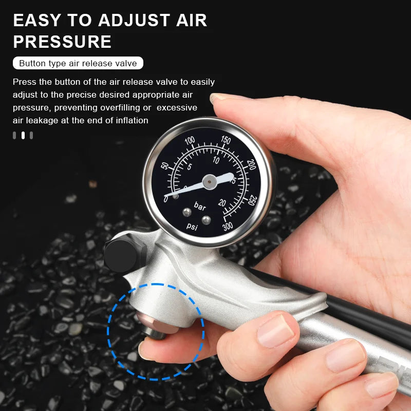 300PSI High Pressure Bicycle Pump With Gauge For Fork Suspension Shock Absorber Bike Air Inflator Hand Pump Schrader Valve