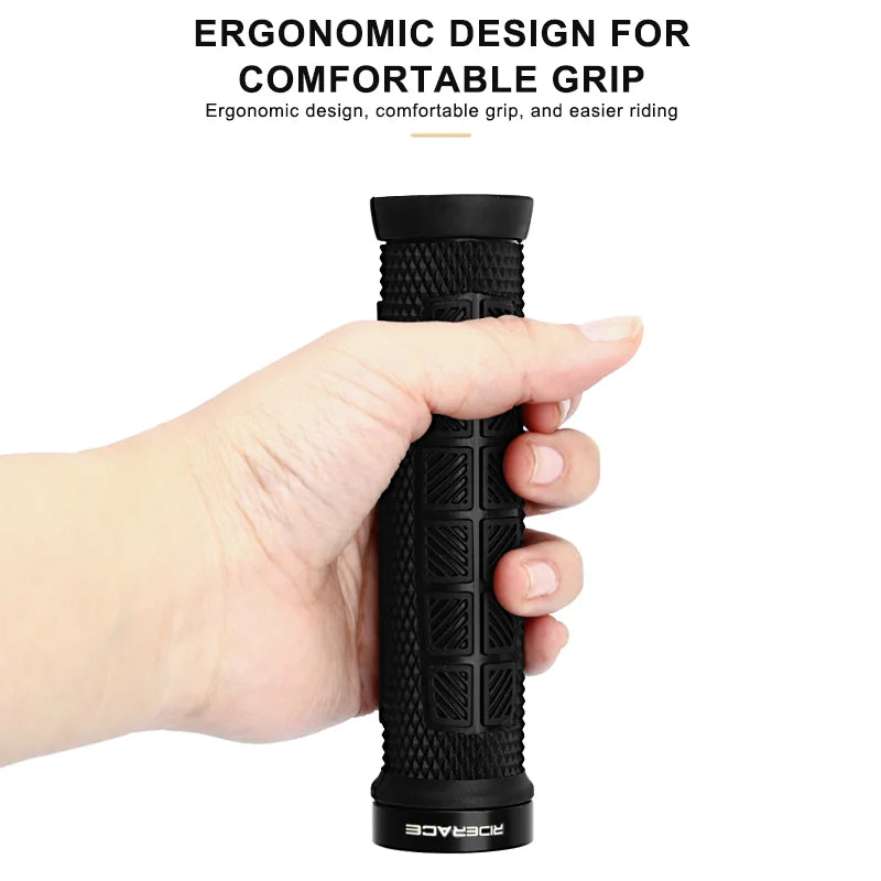 Bicycle Grips Ergonomic Soft Rubber Mountain Bike Handlebar Grips Anti-Skid Shockproof Comfortable Lockable Cycling Accessories