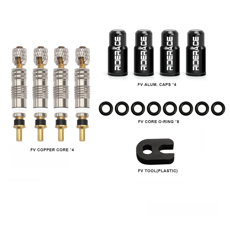 Bicycle Presta Tubeless Valve Core Kit Removable Aluminum Alloy Presta Valve Stem Caps Bike Tubeless Tire Valve Repair Tools