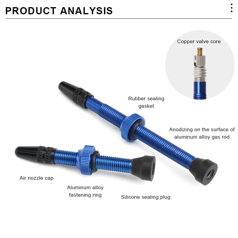 40/60mm Bike Tubeless Valve F/V Presta CNC Machined Anodized MTB Road Bicycle Tire Valves Tubeless Tire Nozzle Cap Cycling Parts