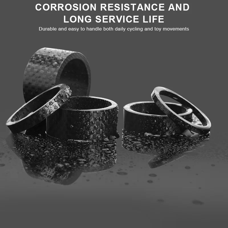 5Pcs/Set Bicycle Headset Stem Spacers Carbon Fiber 1/8" 28.6mm Mountain Road Bike Stem Washers Ultralight MTB Front Fork Washer