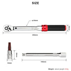 Bicycle Torque Wrench Set 15Pcs 1/4'' Drive 2-24Nm Double Scale Precise Ratchet Wrench Bike Allen Key Tool Socket Spanner Kit