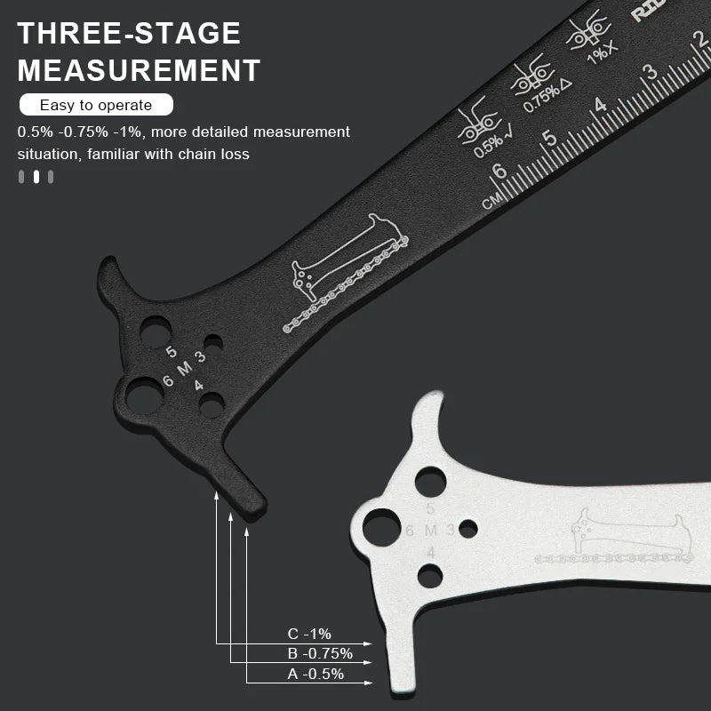 Bicycle Chain Checker Aluminum Alloy Road Bike Chain Wear Indicator Ruler Repair Tool Cycling Chain Gauge Measurement Checker
