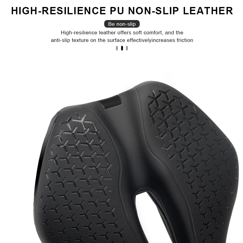 Bicycle Saddle PU Non-Slip Leather Cushion Comfortable Soft Shockproof MTB Road Bike Seat Hollow Breathable Cycling Accessories