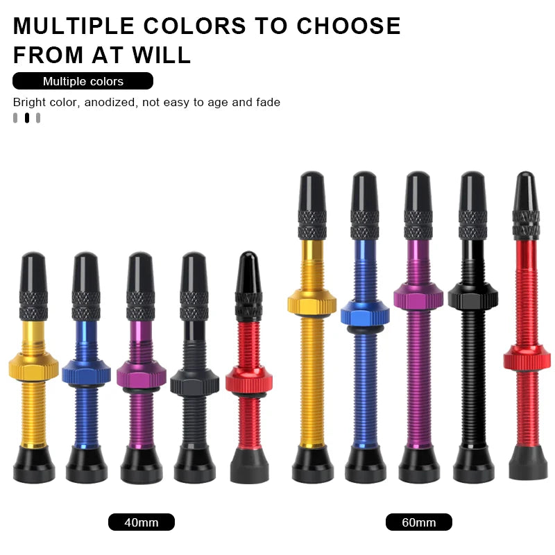 40/60mm Bike Tubeless Valve F/V Presta CNC Machined Anodized MTB Road Bicycle Tire Valves Tubeless Tire Nozzle Cap Cycling Parts
