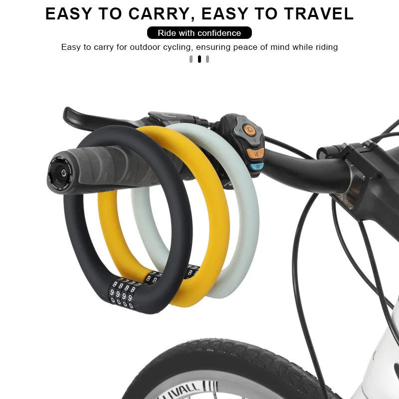 Bicycle Lock 4 Digit Password Bike Lock Waterproof Durable Outdoor Riding High Security Anti-Theft For Scooter Electric E-Bike