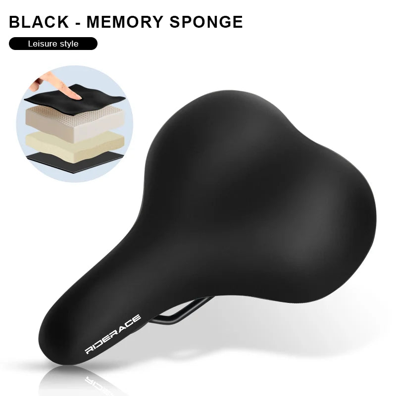 Bicycle Saddle Widen Thicken Ergonomic Soft MTB Mountain Road Bike Seat Shock Absorbing Comfortable Pu Leather Cycling Cushion