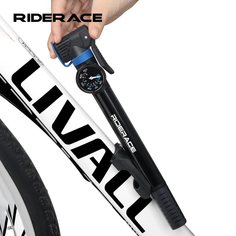 120PSI Bicycle Pump With Gauge Portable Outdoor Riding Inflator MTB Road  Bike Air Shock Pump For Schrader Presta AV FV Valve