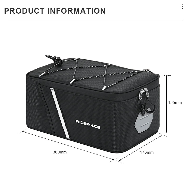 5L Bike Trunk Bag Waterproof Dustproof Large Capacity Mountain Bicycle Rear Seat Bag With Rain Cover Cycling Luggage Rear Basket