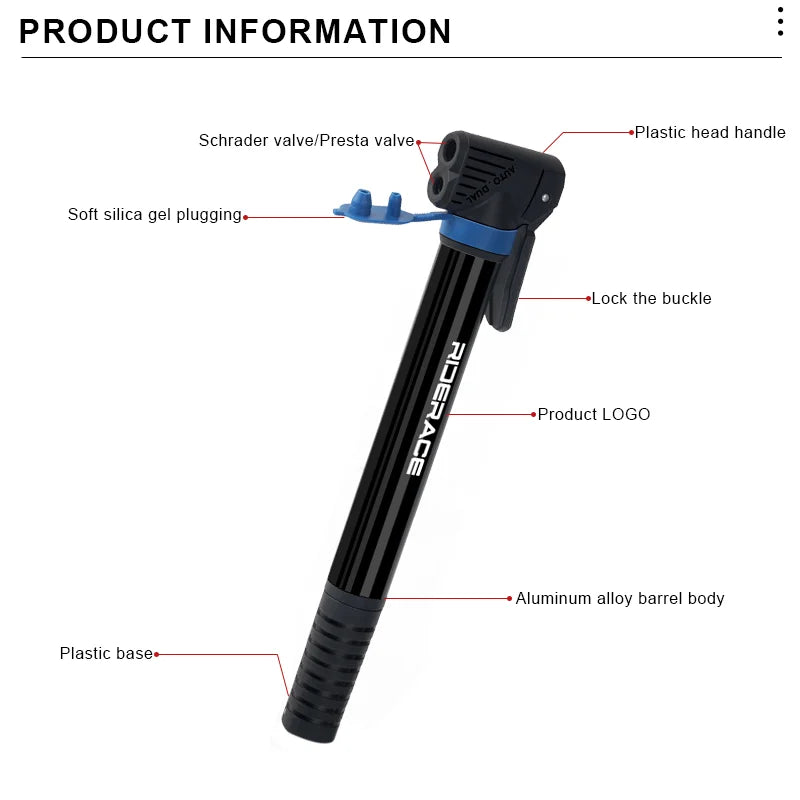 Portable Bicycle Pump AV FV Valve MTB Road Cycling Tire Hand Air Pump Aluminum Alloy Bike Air Shock Pump Schrader Presta Valve