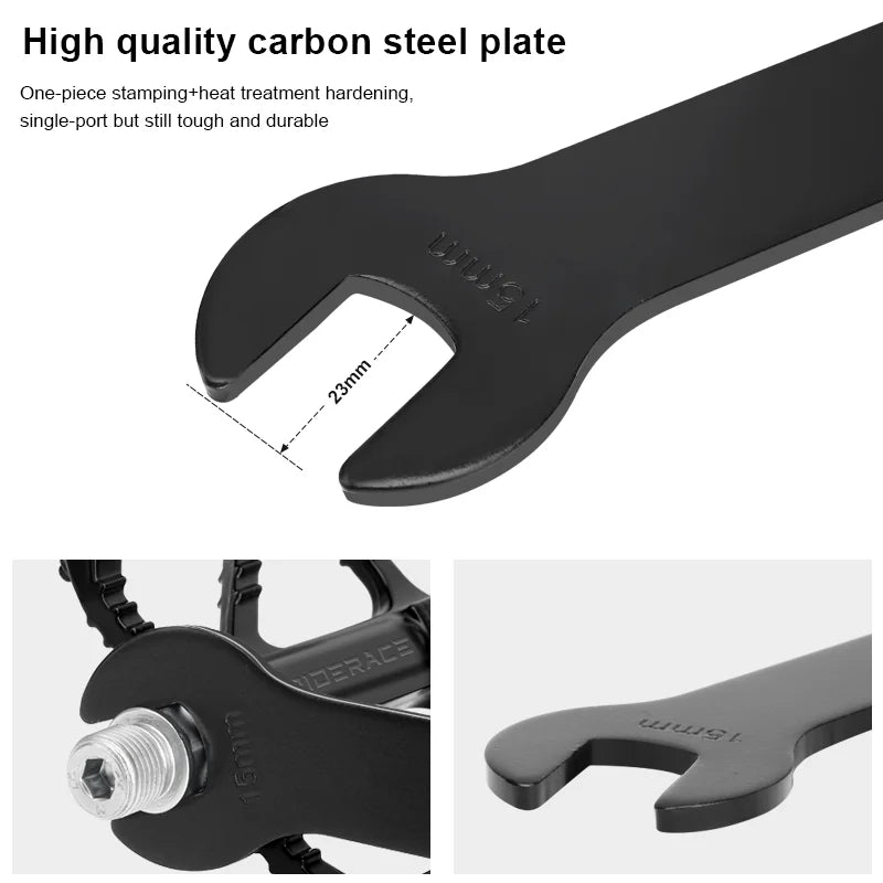 Bike Pedal Wrench 15mm Head Open End Stainless Steel Sturdy Durable MTB Road Bicycle Pedal Spanner Install Remover Repair Tool