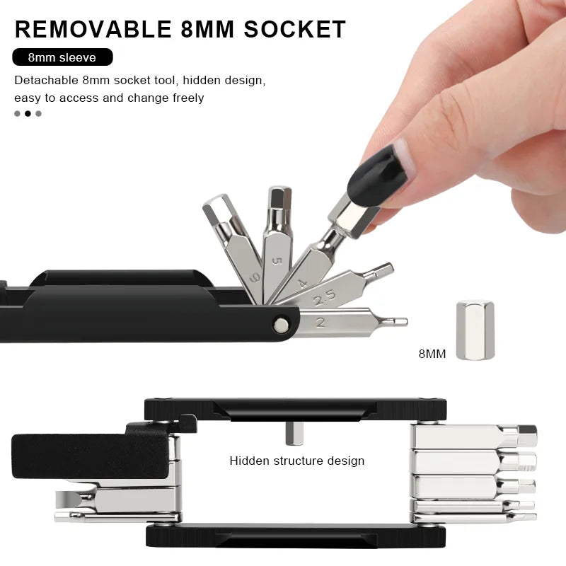 20 In 1 Bicycle Repair Tool Multifunction Foldable Chain Splitter Cutter Hex Spoke Wrench Tyre Lever Bike Screwdriver Wrench