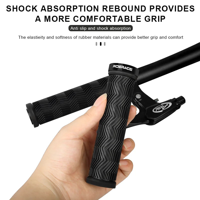 Bicycle Handlebar Grips Non-Slip Shockproof Comfortable Rubber Mountain Bike Handlebar Cover Ergonomic MTB Cuffs Lock On Ring