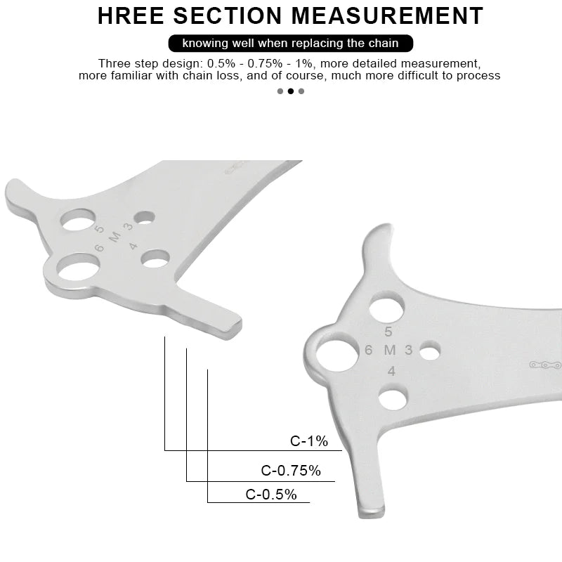 Bicycle Chain Wear Indicator Ruler Stainless Steel MTB Road Bike Chain Gauge Measurement Checker Repair Tool Replacement Tool