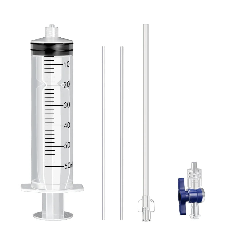 Bicycle Tubeless Tyre Sealant Injector Injection Tool Schrader Presta Valve Core Removal Tool 60ml Syringe Rubber Hose Kit