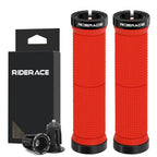 1Pair Bike Grip With End Cap Fixed Gear Lock-on Ring Mountain Bicycle Handlebar Grips Rubber Anti Slip Shock Absorbing MTB Cuffs