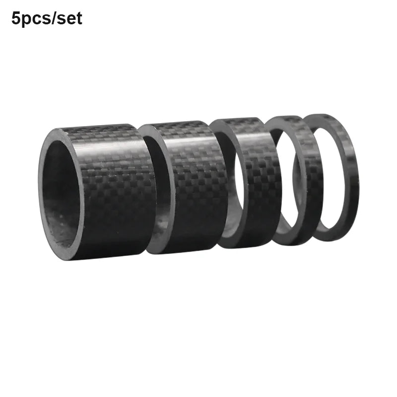 5pcs Carbon Fiber Bicycle Stem Front Fork Adjustment Spacer 28.6MM MTB Road Bike Headset Stem Carbon Fiber Washer Cycling Parts