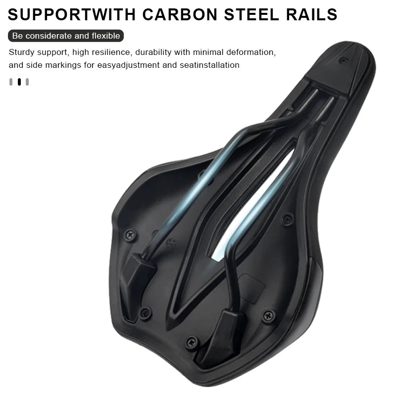 Bicycle Saddle PU Non-Slip Leather Cushion Comfortable Soft Shockproof MTB Road Bike Seat Hollow Breathable Cycling Accessories