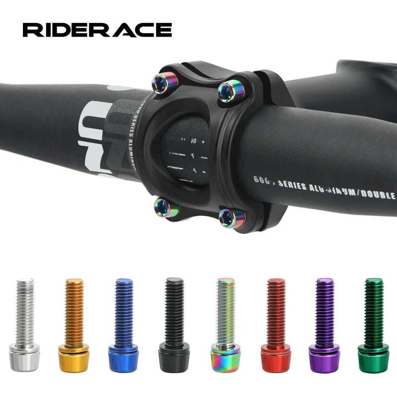 6Pcs Bicycle Handlebar Stem Screw With Washer M5*18mm Alloy Steel Hexagon Bolts MTB Road Bike Stem Bolts Colorful Fixing Screws