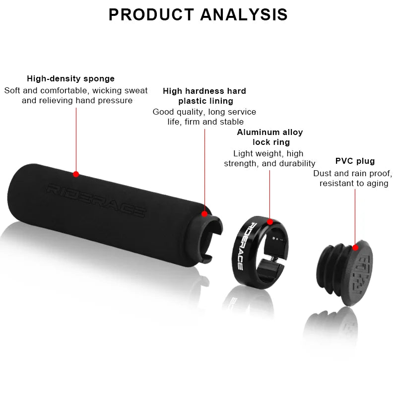 Ultraight Bicycle Grips With Dust Plug Soft Sponge Anti-Skid Shock Absorption Mountain Bike Handlebar Cover MTB Accessories