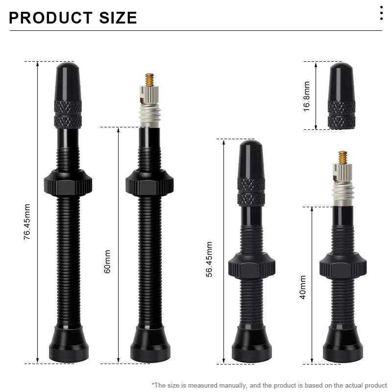 40/60mm Bike Tubeless Valve F/V Presta CNC Machined Anodized MTB Road Bicycle Tire Valves Tubeless Tire Nozzle Cap Cycling Parts