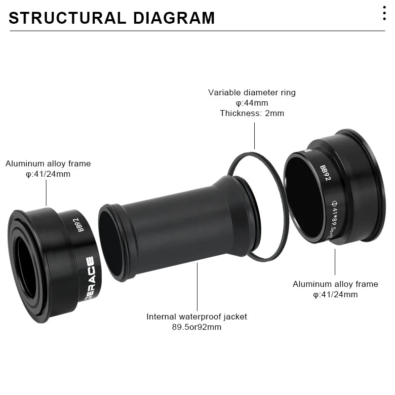 Bike Bottom Bracket Sealed Bearing 24mm BB86/92 Mountain Road Bicycle Bottom Bracket Pressfit Center Shaft Cycling Accessories