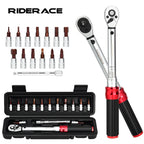 Bicycle Torque Wrench Set 15Pcs 1/4'' Drive 2-24Nm Double Scale Precise Ratchet Wrench Bike Allen Key Tool Socket Spanner Kit