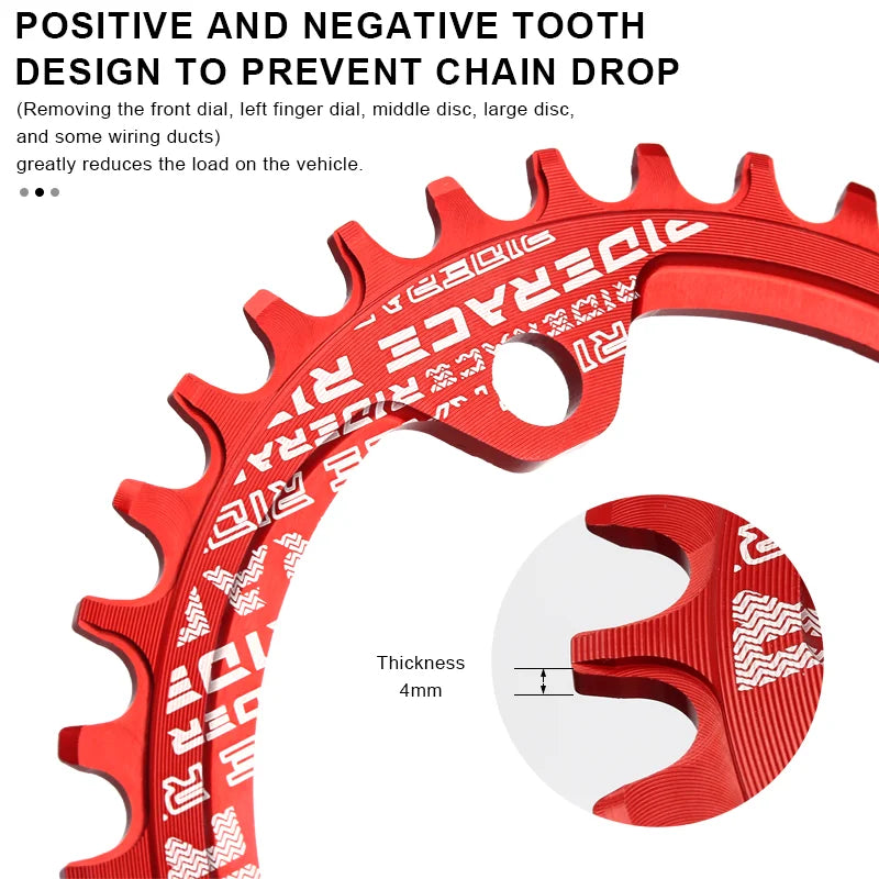 Bicycle Chainwheel 104BCD Round Shape Narrow Wide Mountain Bike Crankset Chainwheel Single Plate 32T/34T/36T/38T MTB Parts