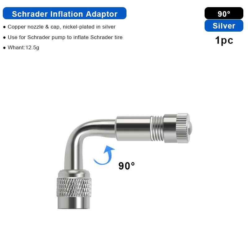 1/2/4pcs 45 90 135 Degree Angle Bent Valve Adaptor Bike Tyre Valve Extension Adapter Bicycle Tyre Valve Connector Accessories