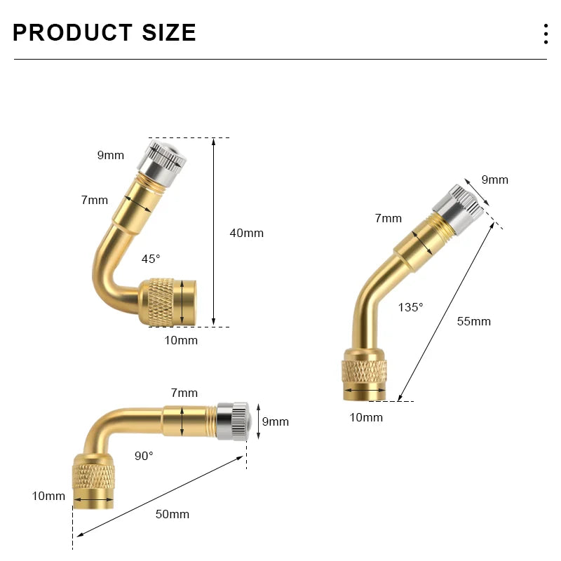 1/2/4pcs 45 90 135 Degree Angle Bent Valve Adaptor Bike Tyre Valve Extension Adapter Bicycle Tyre Valve Connector Accessories