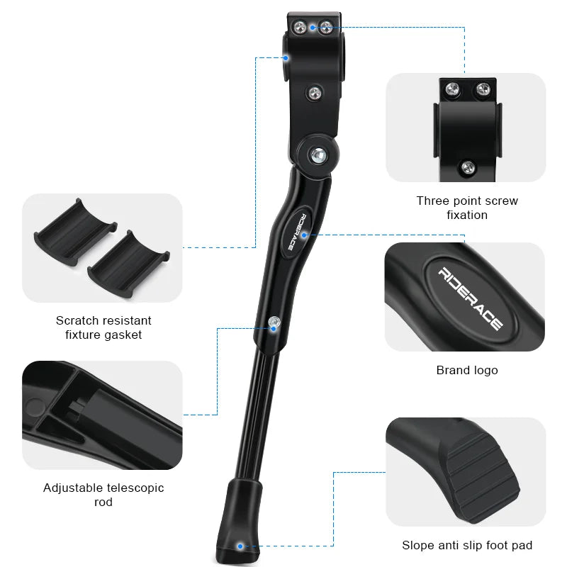 Bicycle Kickstand Aluminium Alloy Side Rear Kick Stand Adjustable Bike Parking Rack Support Solid Reliable Cycling Accessories