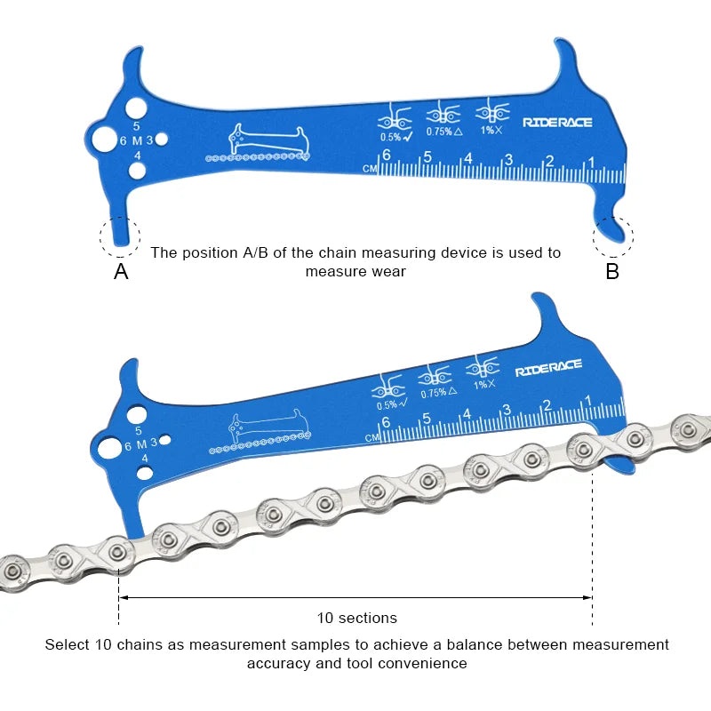 Bicycle Chain Checker Aluminum Alloy Road Bike Chain Wear Indicator Ruler Repair Tool Cycling Chain Gauge Measurement Checker